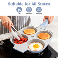 Poêle à omelettes en aluminium moulé sous pression à 4 trous OEM, revêtement céramique antiadhésif, poignée amovible, poêle à œufs, compatible four