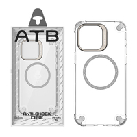 Étui de téléphone de luxe magnétique résistant personnalisé ATB, antichoc, airbag, non jaunissant, transparent pour iPhone 15 Pro Max