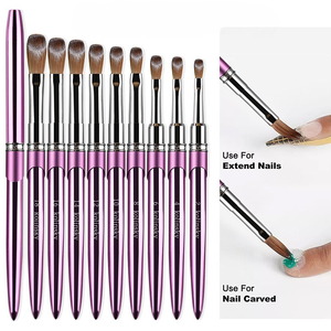 Pinceau à ongles 100% Kolinsky, manche en métal rose mat, tête ronde ovale, tailles 2-18, pour ongles en acrylique - Product Image 3