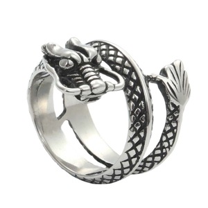 Dragon <b>Ring</b> Silver Men's Fashion Jewelry Animal Shape Punk Style Stainless Steel <b>Ring</b> Gift Occasion - Product Image 1
