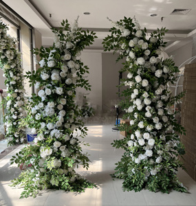 FAR026 arco di nozze fiori artificiale corno composizione arco fiore di seta sfondo ad arco per decorazione evento di nozze - Product Image 1