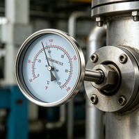 1 4 Inch (100mm) Full Stainless Steel Bimetal Thermometer 0-120C Back Stem IP65 Waterproof OEM/ODM Available Anti-Burn
