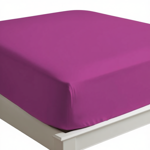Drap-housse 100% coton couleur fuchsia pour lit français taille 140x190cm - Product Image 3