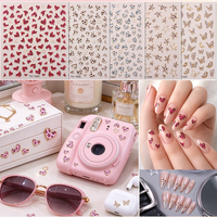 Stiker Dekorasi Kuku & Casing HP Anti Air Motif Hati Leopard Pink Y2K Berlapis Emas, Perekat Sendiri, Tidak Beracun, Grosir