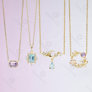 Gemnel Fine Jewelry Aquamarine Pendant 925 Silver <strong>Moon</strong> Trendy Dangle Star Multi Color <strong>Necklace</strong> - Product Image 4