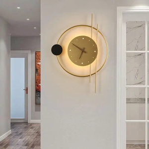 57x45CM avec veilleuse LED métal Art Design silencieux salon bureau horloges murales décor à la maison suspendu montre livraison directe DDP - Product Image 2