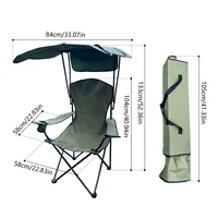 Chaise pliante robuste à structure en acier avec protection UV et pare-soleil pour parcs, concerts et locations de stations balnéaires