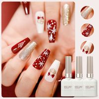 Ensemble de vernis gel UV 3 couleurs pour Noël, rouge vin, blanc, or pailleté, à retirer par trempage, gel à ongles LED, fournitures pour nail art de Noël pour salon de manucure et DIY