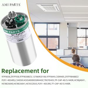 Condensador de Doble Función CBB65, Ahorro de Energía, Cobre, 50, 5 Mfd, 370, 440 V, Redondo, 10 A, para Sistemas HVAC - Product Image 5