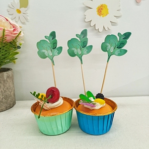 ชุดอุปกรณ์จัดงานเลี้ยงธีมดอกไม้ DAMAI ชุดจานชามสำหรับงานเลี้ยงน้ำชาสีเขียวสไตล์ฤดูใบไม้ผลิ ลายใบยูคาลิปตัส ถ้วยกระดาษแบบใช้แล้วทิ้ง ผ้าเช็ดปาก - Product Image 6