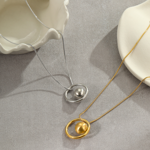 สร้อยคอไทเทเนียมทรงเรขาคณิตสไตล์ยุโรปและอเมริกา ไม่ลอก ไม่ดำ ดีไซน์เฉพาะตัว ระดับไฮเอนด์ ทำจากสแตนเลส - Product Image 2