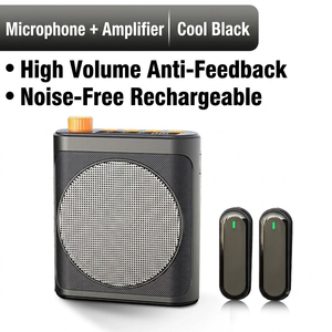 Sistema de Áudio Sem Fio Magnético Portátil com Microfone Lavalier e Megafone com Reprodução USB, Alcance de Transmissão de 20m - Product Image 4