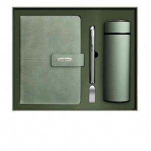 Wholesale Corporate <b>Leather</b> Printed PP Cover A3 <b>Notebook</b> Gift Sets with Bottle Customizable Luxury Diary Gift Box Pen USB - Product Image 1