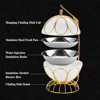Plat à chafing en acier inoxydable avec couvercle suspendu, chauffe-plat de table à alcool, chauffe-plats de luxe pour buffets d'hôtels et restaurants