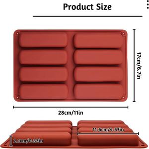8-Cavity Silicone Non-Stick <b>Mold</b> Eco-Friendly Modern Finger Biscuit Cereal Bars Chocolate Bar <b>Cake</b> Tools for Baking Bread Candy - Product Image 2