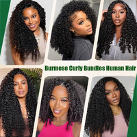 Extensions de cheveux humains vierges bouclés birmans, boucles aquatiques avec pointes spirales, tissage rapide, cheveux Remy, double trame, couleur naturelle