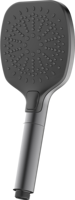 Système de douche thermostatique carré à 4 fonctions en ABS finition canon de fusil mat, avec pommeau de douche mural et douchette à main