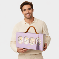 Boîte cadeau de gâteaux de lune pour la Fête de la Mi-Automne OEM ODM, avec logo personnalisé, poignée en cuir, emballage haut de gamme de style chinois, très demandée