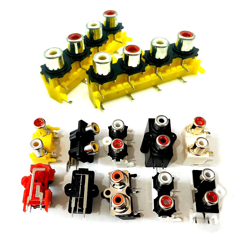 AV4-8.4-16 4 Cara Tujuan Umum Jack Rca untuk Pcb Mount AV RCA Input Jack Soket 8 Pin Konektor Rca Plug