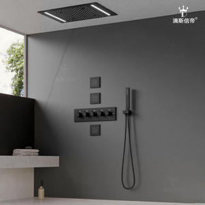 Ensemble de douche LED encastré minimaliste moderne, pomme de douche multifonctionnelle en acier inoxydable, système de douche thermostatique en plastique pour la maison - Product Image 4