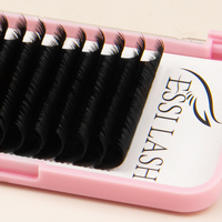 ESSI LASH Plateaux de cils en soie cachemire noir mat, extensions de cils faites à la main, volume intense, pour professionnels