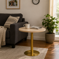 Base de table moderne en or à colonne unique avec pieds de table en métal, plateau en pierre frittée marbrée pour café, restaurant, usage domestique