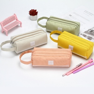 Xách tay công suất lớn văn phòng phẩm túi cho trẻ em tùy chỉnh in đôi Lớp Dây Kéo vải bút chì trường hợp Túi Pouch với xử lý - Product Image 1