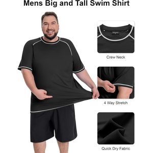 Camiseta de Natación para Hombre, Tallas Grandes, Protección Solar UPF 50+, Manga Corta, Secado Rápido, para Pesca, Tallas 2XL a 8XL - Product Image 3