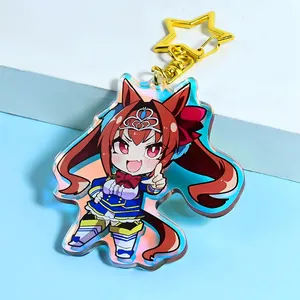 Custom Logo Cute Cartoon Anime Keyring Key Ring Custom Clear Resin Acrylic Keychains Key Chains