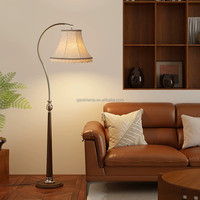 Lampadaire LED de luxe moderne en fer, style japonais rétro, abat-jour en tissu, taille moyenne, pour salon, chambre, canapé, bureau