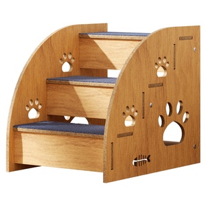 Massivholz Umweltfreundliche Haustiertreppe Rutschfeste Schräge Leiter Quadratische Form PP-Baumwollfüllung Kleine Größe Sofa für Hunde und Ihre Pelzigen Freunde - Product Image 1