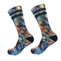 Chaussettes en Polyester avec Logo personnalisé 3D pour le Sport, chaussons colorés, pour mauvaises herbes, feuilles d'érable, pour plantes, vente en gros, pièces