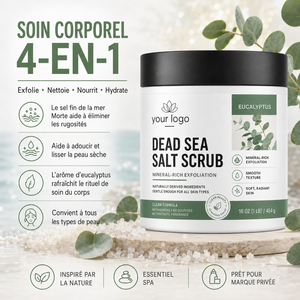 Exfoliante corporal 4 en 1 Private Labe: exfolia, limpia, nutre e hidrata. Sin parabenos, sin sulfatos. Exfoliante de sal del Mar Muerto con eucalipto. - Product Image 2