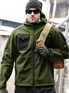 Dropshipping Veste à Capuche en Shell pour Hommes avec Fermeture Éclair et Poches, Résistante aux Rayures, Chaude, Convient pour l'Extérieur - Product Image 6