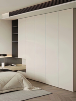 Offre Spéciale : Ensemble de Chambre Minimaliste en Bois de Chêne avec Coiffeuse Intégrée, Armoire et Éclairage LED pour Chambre Familiale