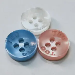 Ready goods 4/2 Holes Polyester Resin Plastic Colorful Shirt Engraved Customized Logo Brand Button Manufacturer