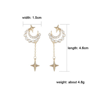 Pendientes de circonita con forma de estrella y luna, delicados, con microincrustaciones, joyería para mujer, elegantes, estilo universitario - Product Image 3