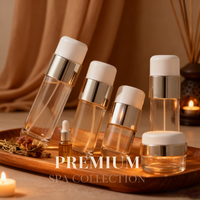 Ensemble de flacons en verre transparent vides de 30g 50g 50ml 100ml 120nl 150ml pour les soins de la peau, l'essence, la lotion, le spray, l'emballage cosmétique, logo imprimable