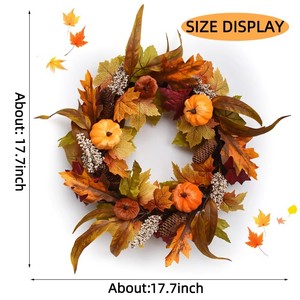 Guirnalda Artificial de Peonías y Calabazas, Guirnalda de Hojas de Arce Otoñales para Halloween, Acción de Gracias, Navidad, Año Nuevo, Decoración para Puerta Principal del Hogar - Product Image 4
