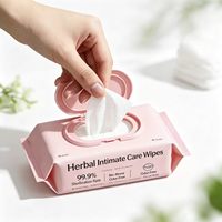 Lingettes intimes antibactériennes et antiseptiques aux herbes 99,9 %, 80 lingettes, format pop-up, hygiène féminine, sans alcool, sans odeur, sans rinçage