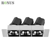 Triple spot LED encastré rectangulaire sans cadre COB 7W*3 pour plafond