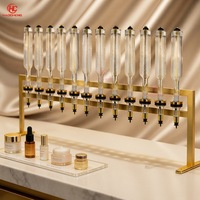 Ensemble de 12 distributeurs de parfum à têtes dorées, avec bouteille de recharge de 375 ml, présentoir et machine de remplissage pour magasin de parfums de mariage, personnalisable avec logo