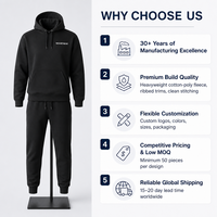Ensemble de survêtement en molleton épais personnalisé unisexe, sweat à capuche avec poche kangourou, pantalon de jogging à revers côtelés, tenue chaude d'hiver