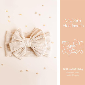 Handmade tóc phụ kiện elastics trẻ em tóc Bow ban nhạc dễ thương siêu co giãn Bowknot cáp đan Nylon bé sơ sinh <span class=keywords><strong>Headband</strong></span> - Product Image 2