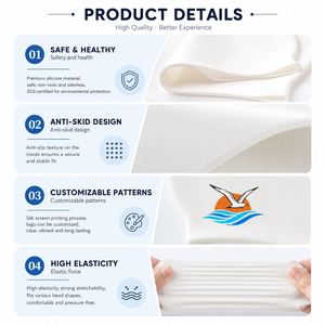 Bonnet de bain en silicone personnalisé, cadeau promotionnel et sportif, bonnet de bain élastique imperméable pour adultes avec logo personnalisé et plusieurs couleurs - Product Image 2
