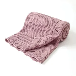 High Quality Lightweight Machine Washable 100% Cotton Baby Sofa Knitted Blankets