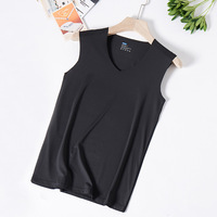 Buz ipek dikişsiz erkek yelek gevşek kolsuz spor Bodysuit düz renk Casual yaz pamuk tankı fanilalar