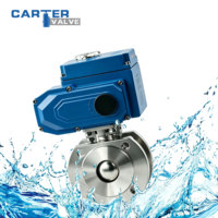 Válvula de bola eléctrica tipo wafer de acero inoxidable 304 CF8, tipo wafer eléctrico de encendido/apagado, de paso completo delgado, con sello de PTFE, para agua y HVAC, PN16 IP65 ANSI