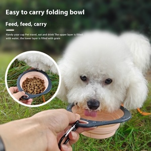 Lightweight Travel Feeding Water Dish With <b>Carrying</b> Clip Portable Foldable Pet Bowl For <b>Dogs</b> - Product Image 1