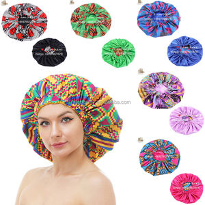 Vente de gros <span class=keywords><strong>Bonnet</strong></span> double couche de doublure en soie 38cm extra large pour femmes Ankara <span class=keywords><strong>Bonnet</strong></span> africain imprimé à la cire - Product Image 1